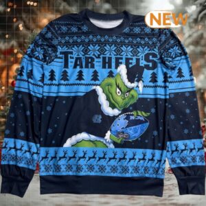 NCAA North Carolina Tar Heels Grinch Christmas Ugly Sweater