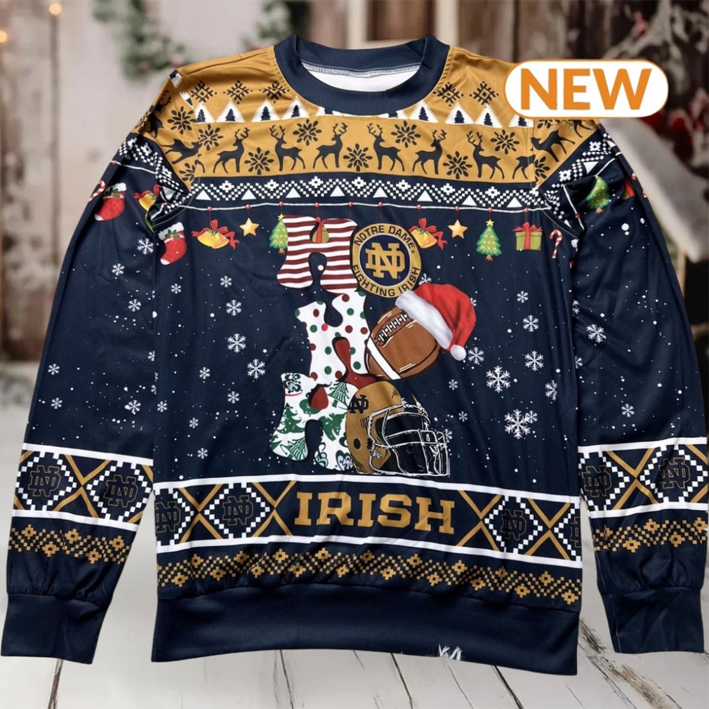 NCAA Notre Dame Fighting Irish HO HO HO Ugly Sweater NCAA Notre Dame Fighting Irish HO HO HO Ugly Sweater