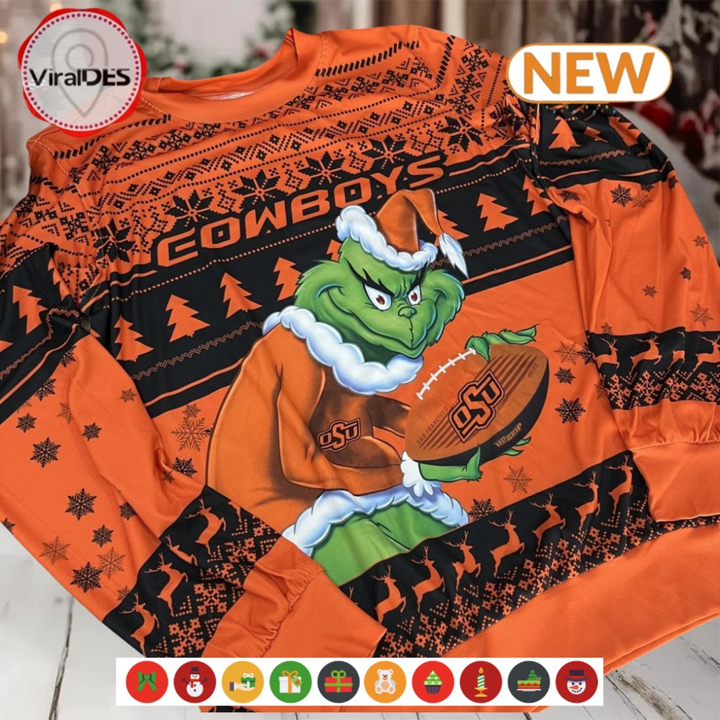 NCAA Oklahoma State Cowboys Grinch Ugly Sweater NCAA Oklahoma State Cowboys Grinch Ugly Sweater