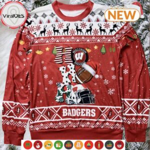 NCAA Wisconsin Badgers HO HO HO Ugly Sweater NCAA Wisconsin Badgers HO HO HO Ugly Sweater