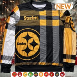 NFL Pittsburgh Steelers Plaid Crew Neck Ugly Sweater