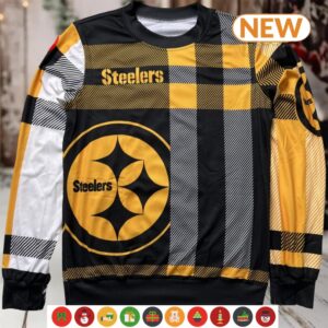 NFL Pittsburgh Steelers Plaid Crew Neck Ugly Sweater