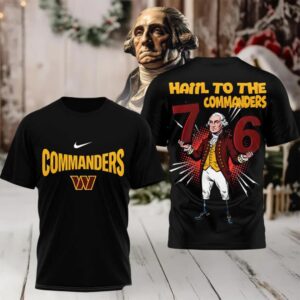 NFL Washington Commanders 6 7 7 6 George Washington 2 sided t shirt