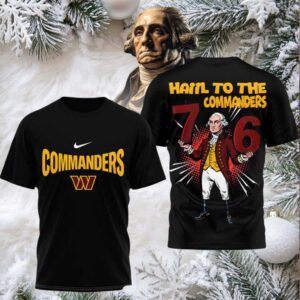 NFL Washington Commanders 6 7 7 6 George Washington 2 sided t shirt
