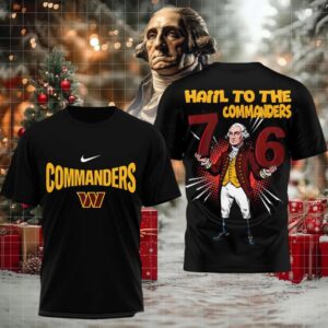 NFL Washington Commanders 6 7 7 6 George Washington 2 sided t shirt