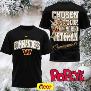 NFL Washington Commanders Popeye Chosen Sailor Honored Veteran 2 sided t shirt