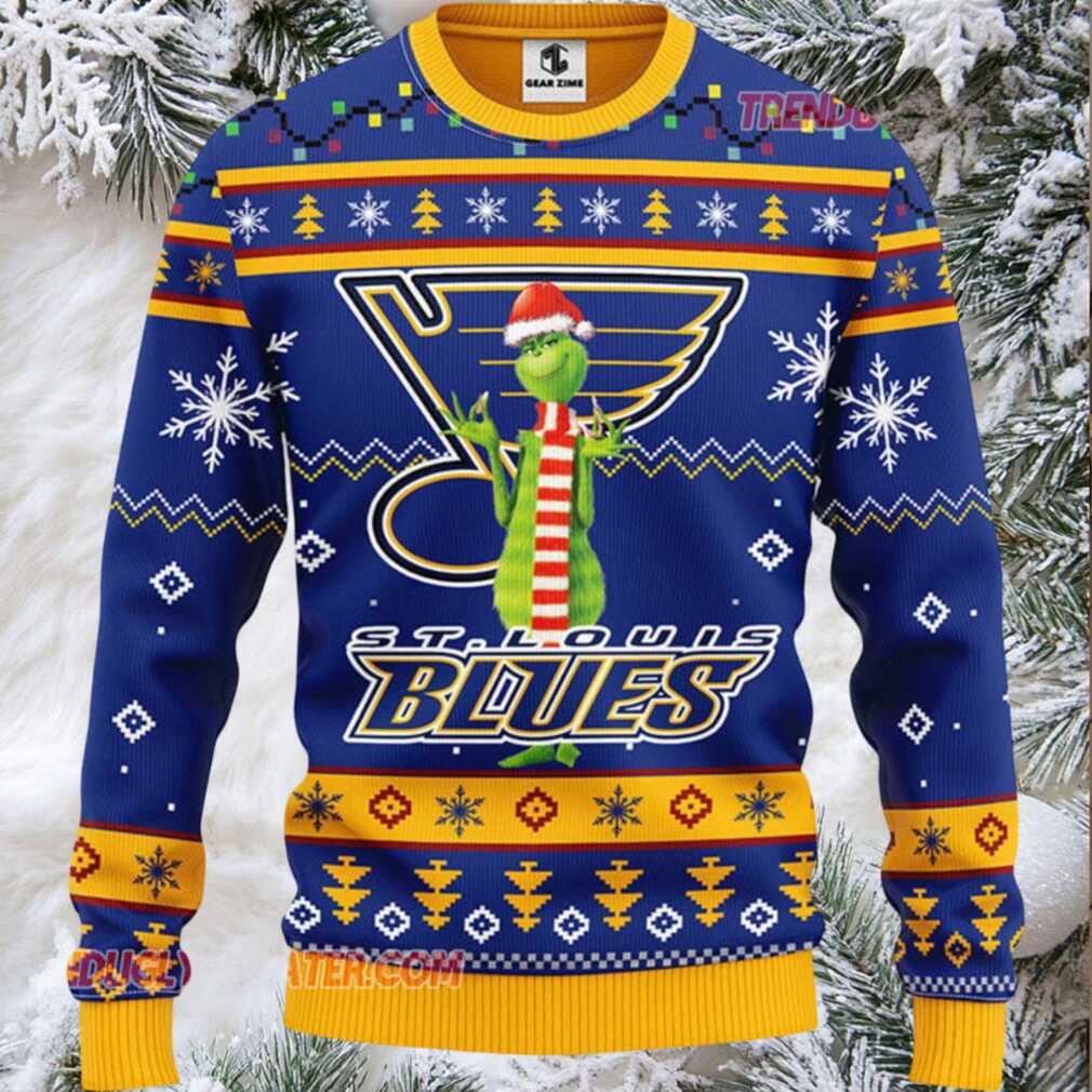 NHL St Louis Blues Funny Grinch Ugly Christmas Sweater