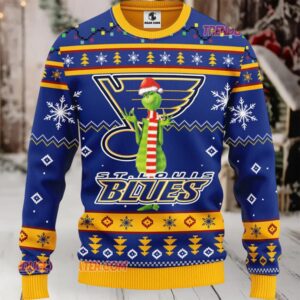 NHL St Louis Blues Funny Grinch Ugly Christmas Sweater
