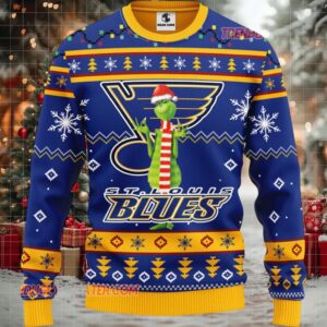 NHL St Louis Blues Funny Grinch Ugly Christmas Sweater