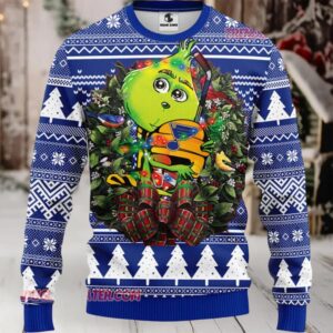 NHL St Louis Blues Grinch Hug Ugly Christmas Sweater