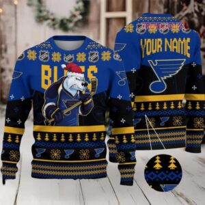 NHL St Louis Blues Mascot Fiery Skates Ugly Christmas Sweater