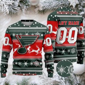 NHL St Louis Blues Personalized Name & Number Ugly Christmas Sweater