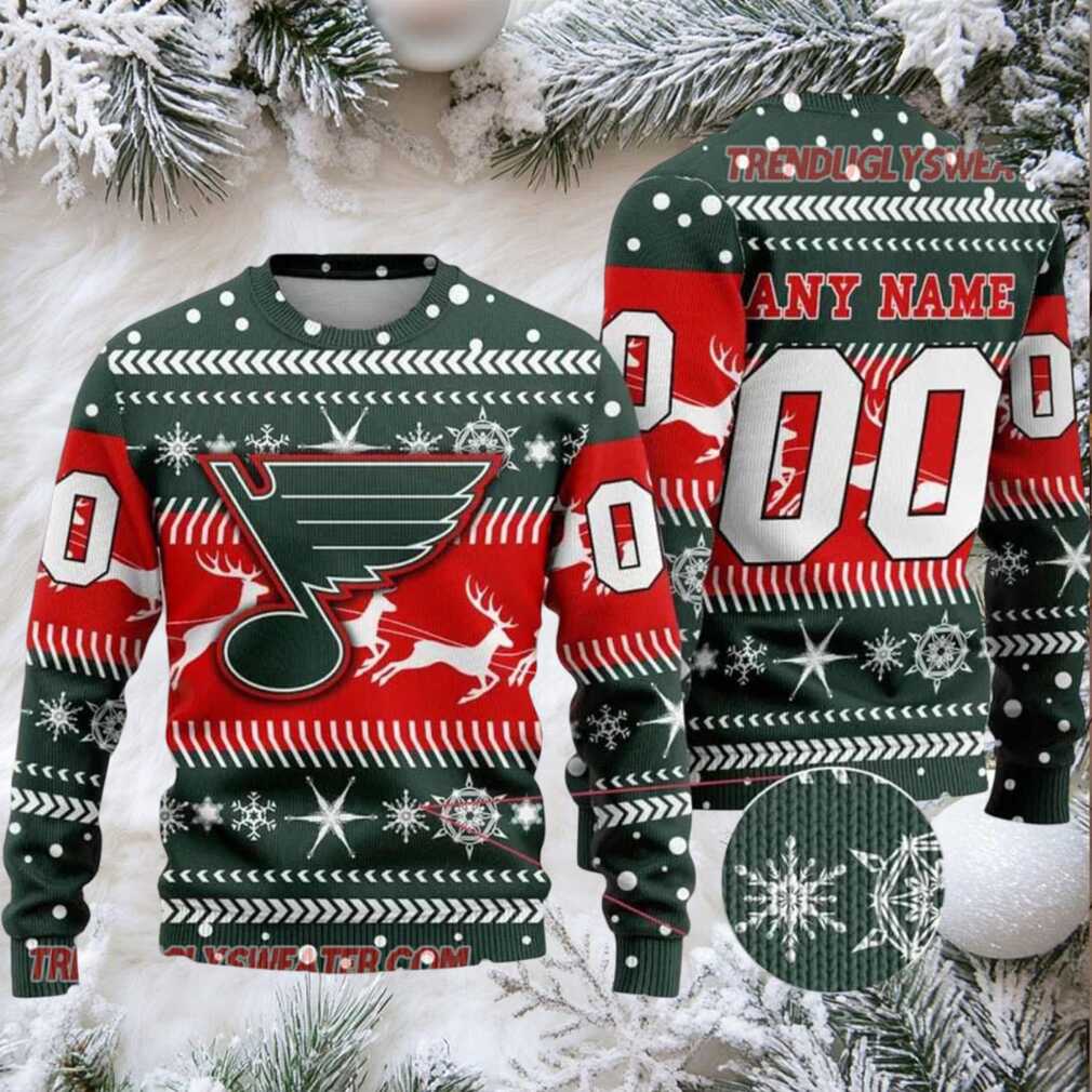 NHL St Louis Blues Personalized Name & Number Ugly Christmas Sweater