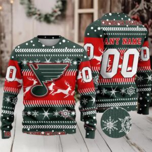 NHL St Louis Blues Personalized Name & Number Ugly Christmas Sweater
