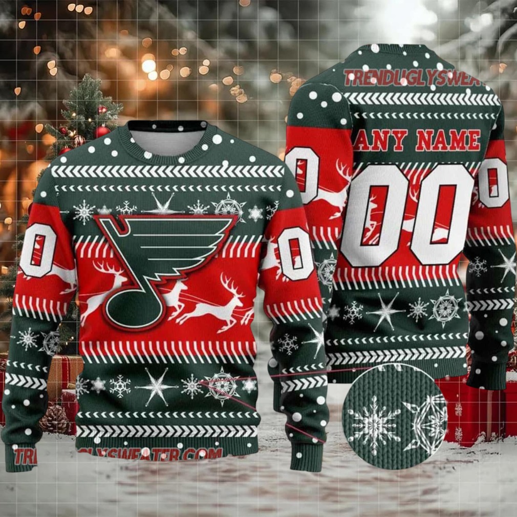 NHL St Louis Blues Personalized Name & Number Ugly Christmas Sweater NHL St Louis Blues Personalized Name & Number Ugly Christmas Sweater