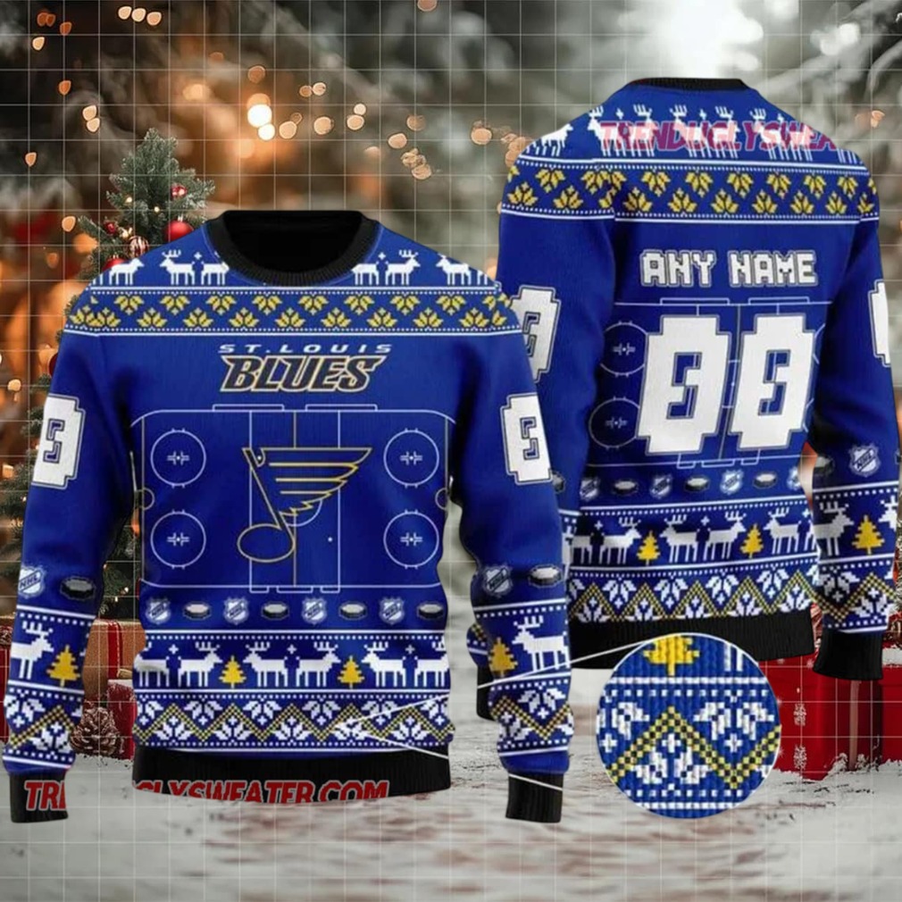NHL St Louis Blues Winter Ice Rink Personalized Name & Number Ugly Christmas Sweater NHL St Louis Blues Winter Ice Rink Personalized Name & Number Ugly Christmas Sweater
