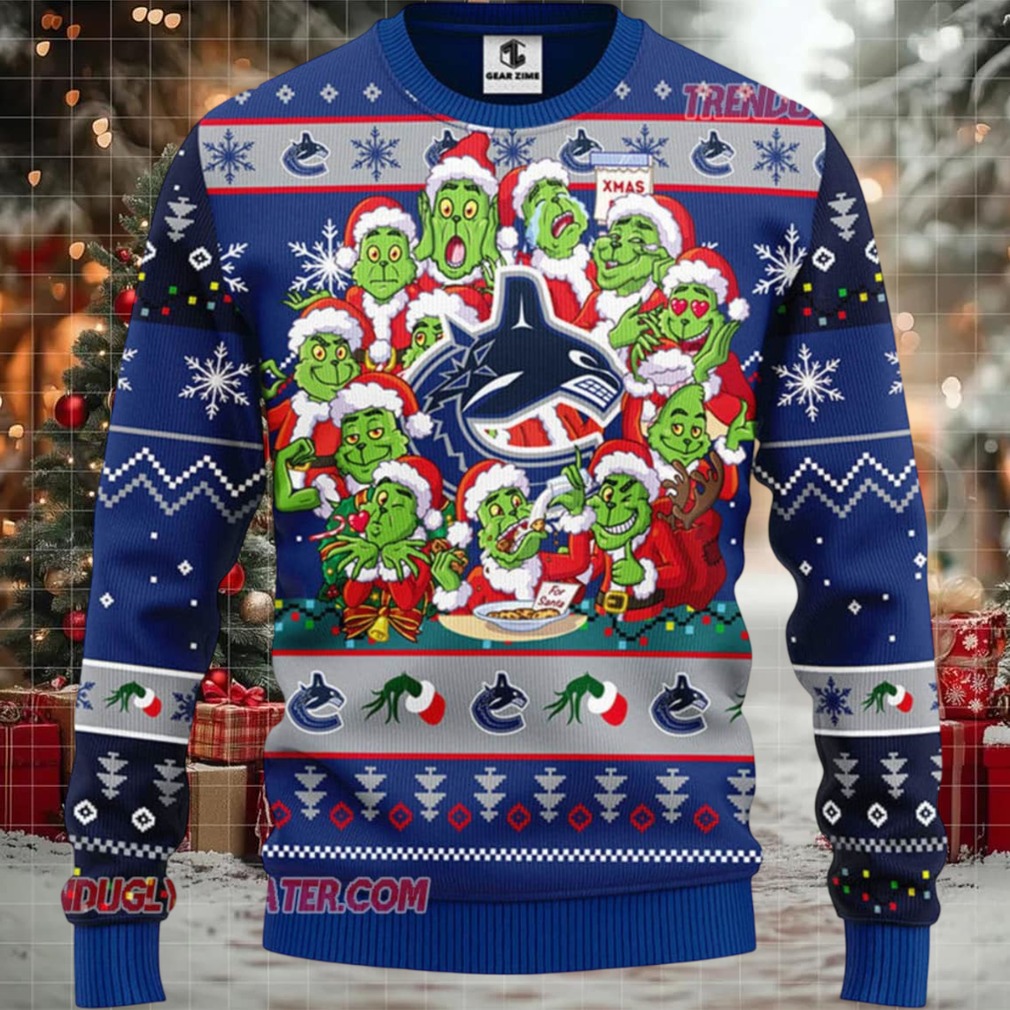 NHL Vancouver Canucks 12 Grinch Xmas Day Ugly Christmas Sweater NHL Vancouver Canucks 12 Grinch Xmas Day Ugly Christmas Sweater