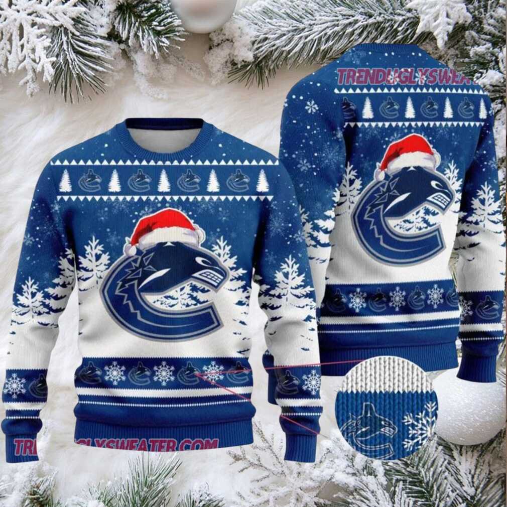 NHL Vancouver Canucks Santa Hat Ugly Christmas Sweater