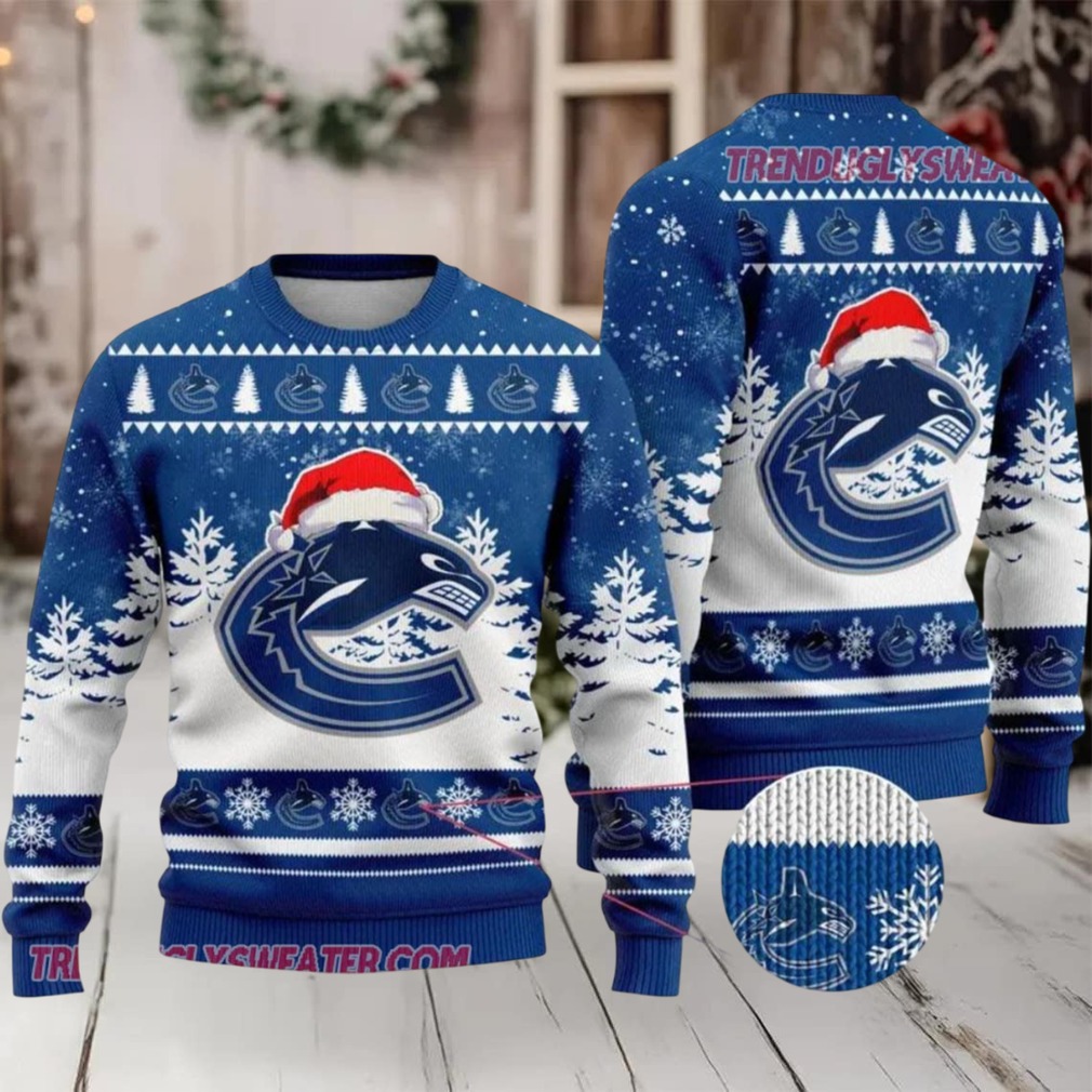 NHL Vancouver Canucks Santa Hat Ugly Christmas Sweater