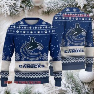 NHL Vancouver Canucks Woolen Big Logo Ugly Christmas Sweater