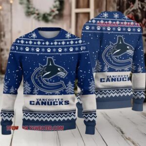 NHL Vancouver Canucks Woolen Big Logo Ugly Christmas Sweater