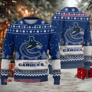 NHL Vancouver Canucks Woolen Big Logo Ugly Christmas Sweater