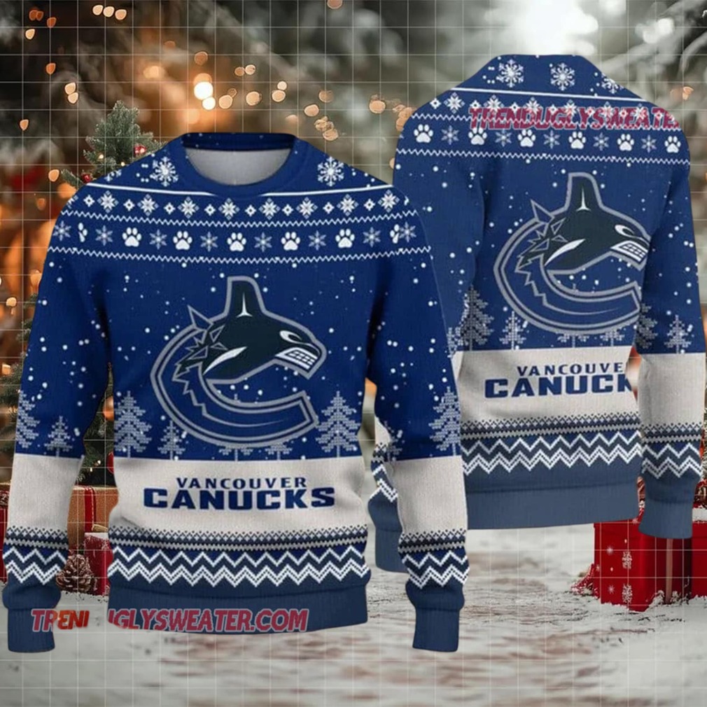 NHL Vancouver Canucks Woolen Big Logo Ugly Christmas Sweater NHL Vancouver Canucks Woolen Big Logo Ugly Christmas Sweater