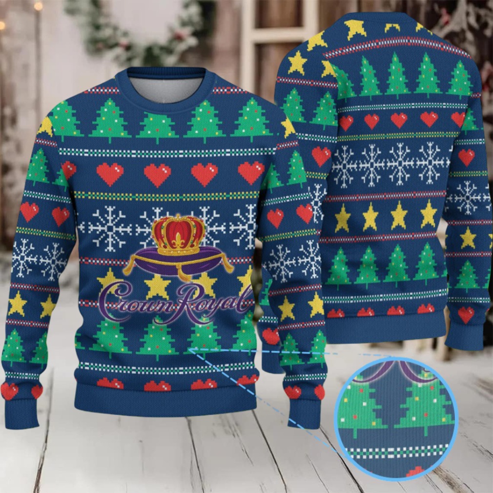 Navy Blue Christmas Pattern Ugly Sweater Crown Royal Navy Blue Christmas Pattern Ugly Sweater Crown Royal