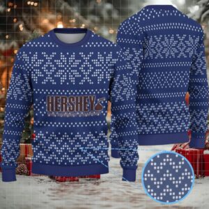 Navy Blue Dot Snowflake Fair Isle Hennessy Ugly Christmas Sweater