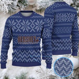 Navy Blue Dot Snowflake Fair Isle Hennessy Ugly Christmas Sweater