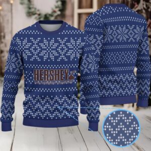 Navy Blue Dot Snowflake Fair Isle Hennessy Ugly Christmas Sweater