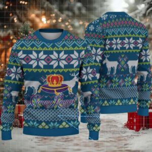 Navy Blue Fair Isle Ugly Christmas Sweater Crown Royal Edition