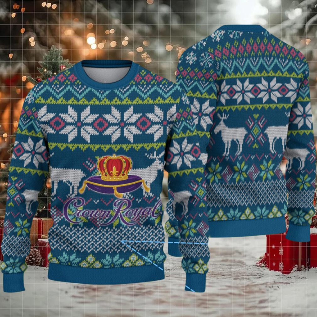 Navy Blue Fair Isle Ugly Christmas Sweater Crown Royal Edition Navy Blue Fair Isle Ugly Christmas Sweater Crown Royal Edition