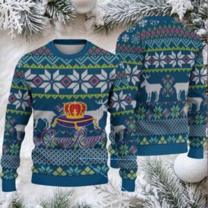 Navy Blue Fair Isle Ugly Christmas Sweater Crown Royal Edition