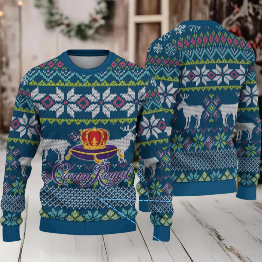 Navy Blue Fair Isle Ugly Christmas Sweater Crown Royal Edition Navy Blue Fair Isle Ugly Christmas Sweater Crown Royal Edition