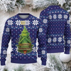 Navy Blue Snowflake Fair Isle Hennessy Ugly Christmas Sweater