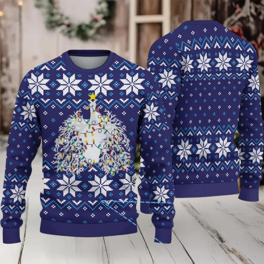 Navy Blue Ugly Christmas Sweater with White Snowflake Pattern Featuring Nurse Theme Christmas Tree with Lights Navy Blue Ugly Christmas Sweater with White Snowflake Pattern Featuring Nurse Theme Christmas Tree with Lights