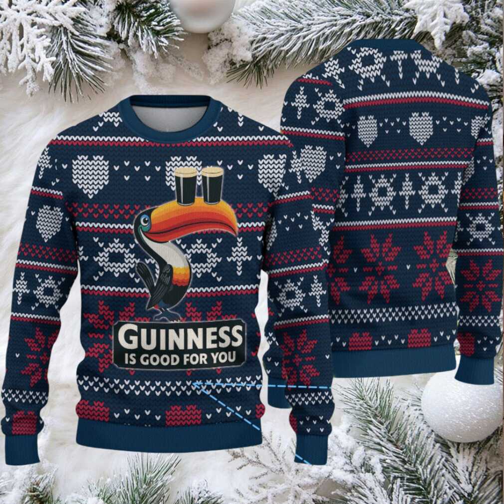 Navy Fair Isle Hearts & Snowflakes Guinness Toucan Ugly Christmas Sweater