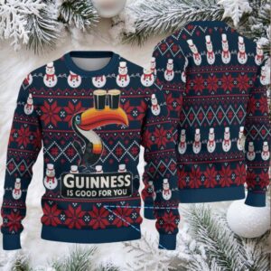 Navy Snowman & Poinsettia Fair Isle Guinness Toucan Ugly Christmas Sweater