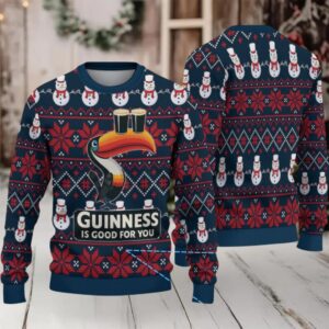 Navy Snowman & Poinsettia Fair Isle Guinness Toucan Ugly Christmas Sweater
