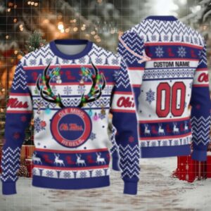 Ncaa Ole Miss Rebels Special Reindeer Light Ugly Christmas Sweater