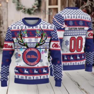 Ncaa Ole Miss Rebels Special Reindeer Light Ugly Christmas Sweater