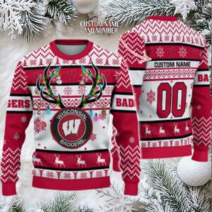 Ncaa Wisconsin Badgers Special Reindeer Light Ugly Christmas Sweater