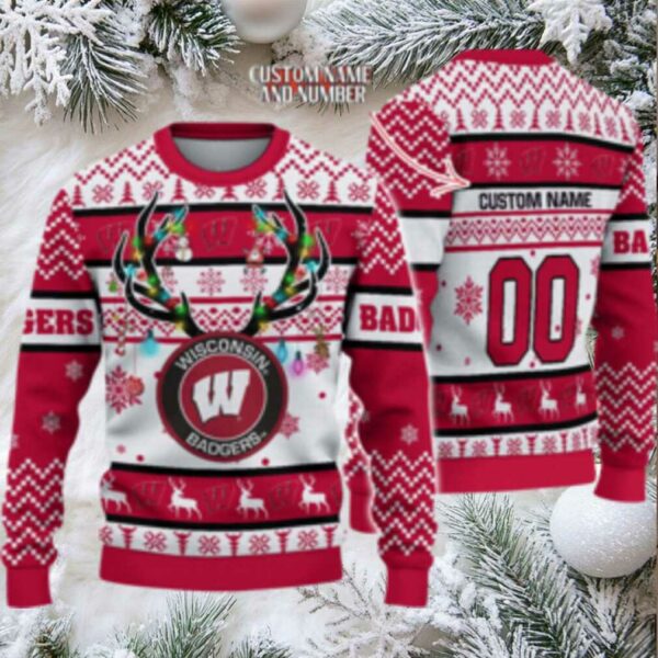 Ncaa Wisconsin Badgers Special Reindeer Light Ugly Christmas Sweater