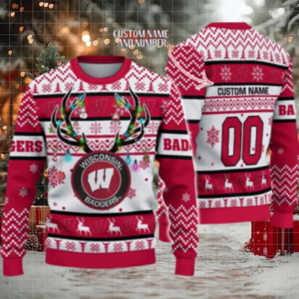 Ncaa Wisconsin Badgers Special Reindeer Light Ugly Christmas Sweater