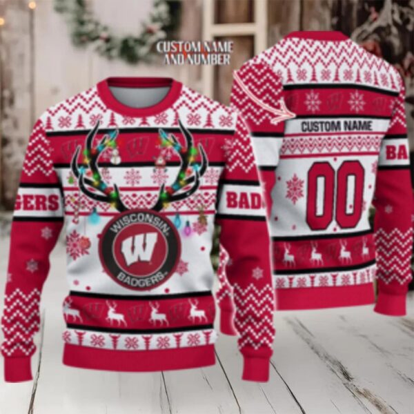 Ncaa Wisconsin Badgers Special Reindeer Light Ugly Christmas Sweater