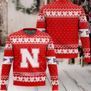 Nebraska Cornhuskers – Custom Name And Number Ugly Christmas Sweater