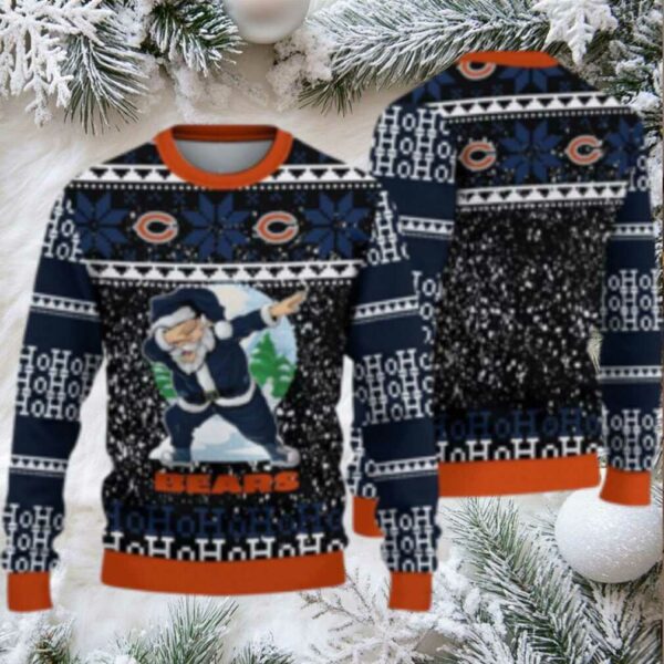 Nfl Chicago Bears Ugly Sweater Printed Christmas Santa Claus Ho Ho Ho Show Team Spirit
