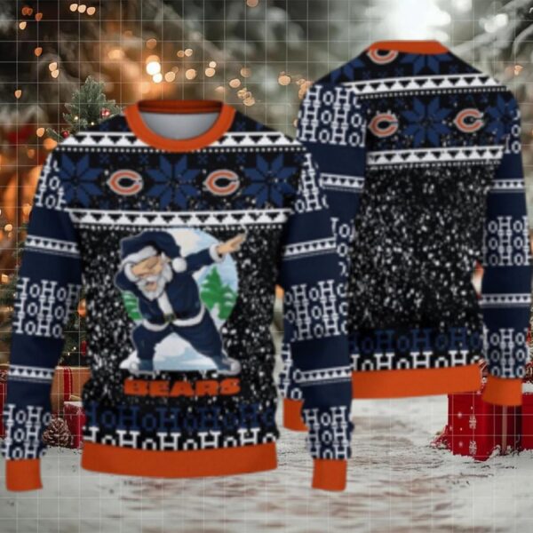 Nfl Chicago Bears Ugly Sweater Printed Christmas Santa Claus Ho Ho Ho Show Team Spirit