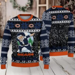 Nfl Chicago Bears Ugly Sweater Printed Christmas Santa Claus Ho Ho Ho Show Team Spirit